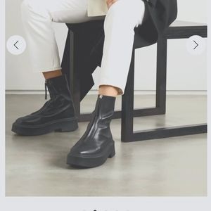 The Row Zipped Platform Combat Boots Zippered Black Leather Retail $1590